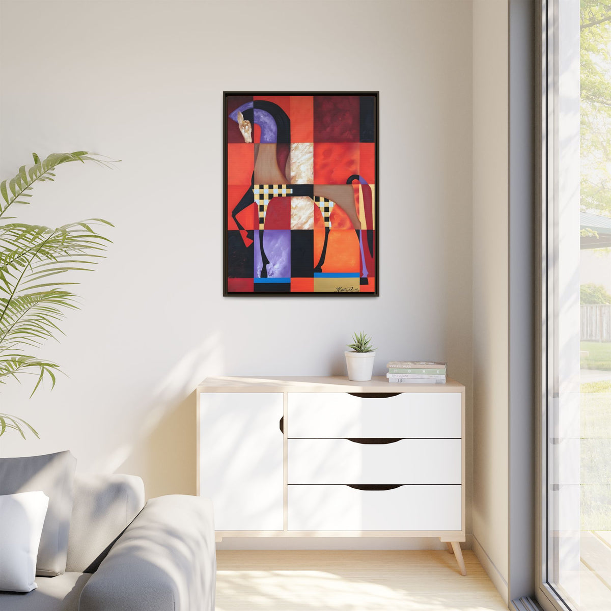 Abstract Geometric Horse Matte Canvas Framed Print