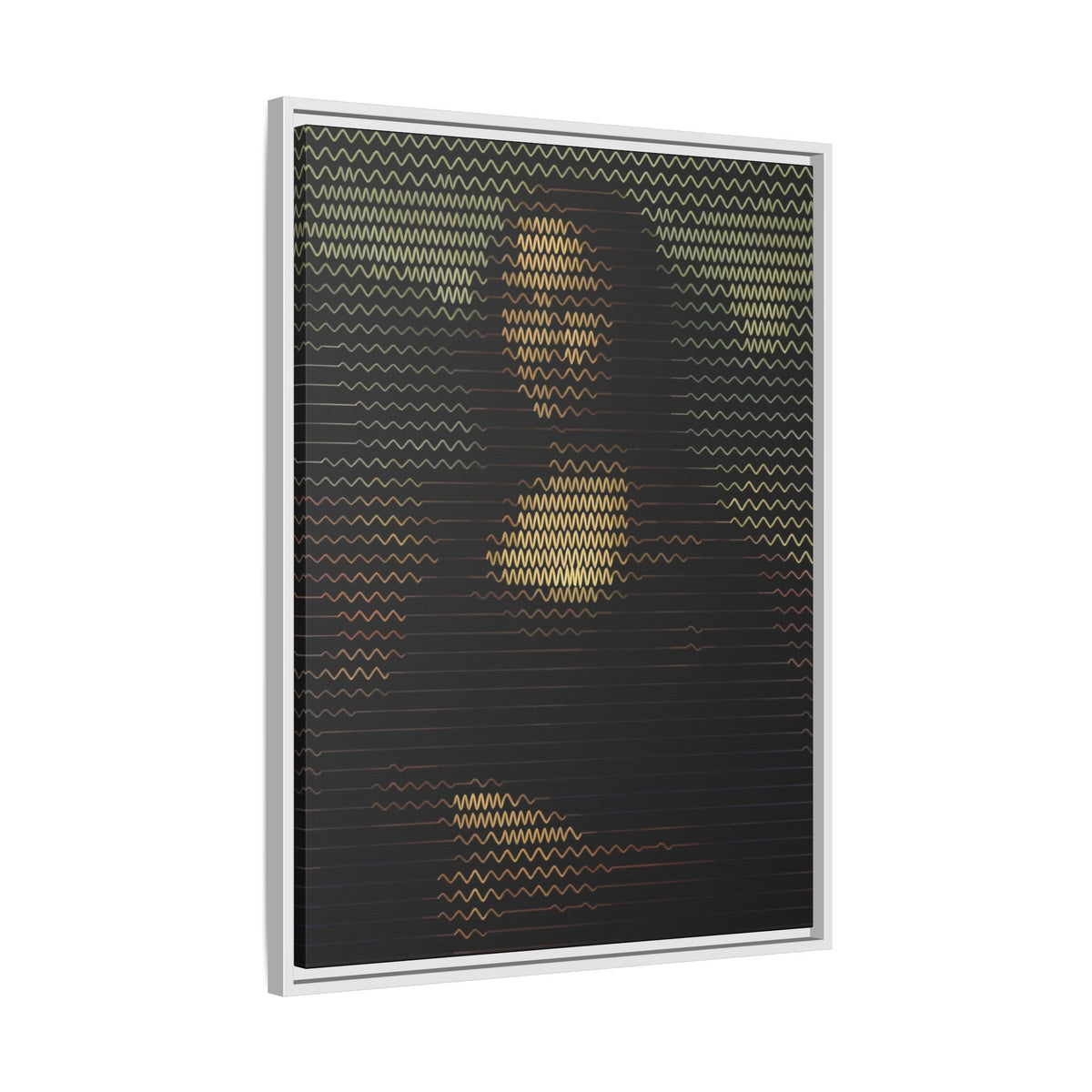 Framed Matte Canvas Art - Wavy Mosaic Mona Lisa Print