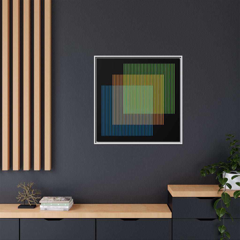 Framed Matte Canvas — Geometric Multi-Color Line Art