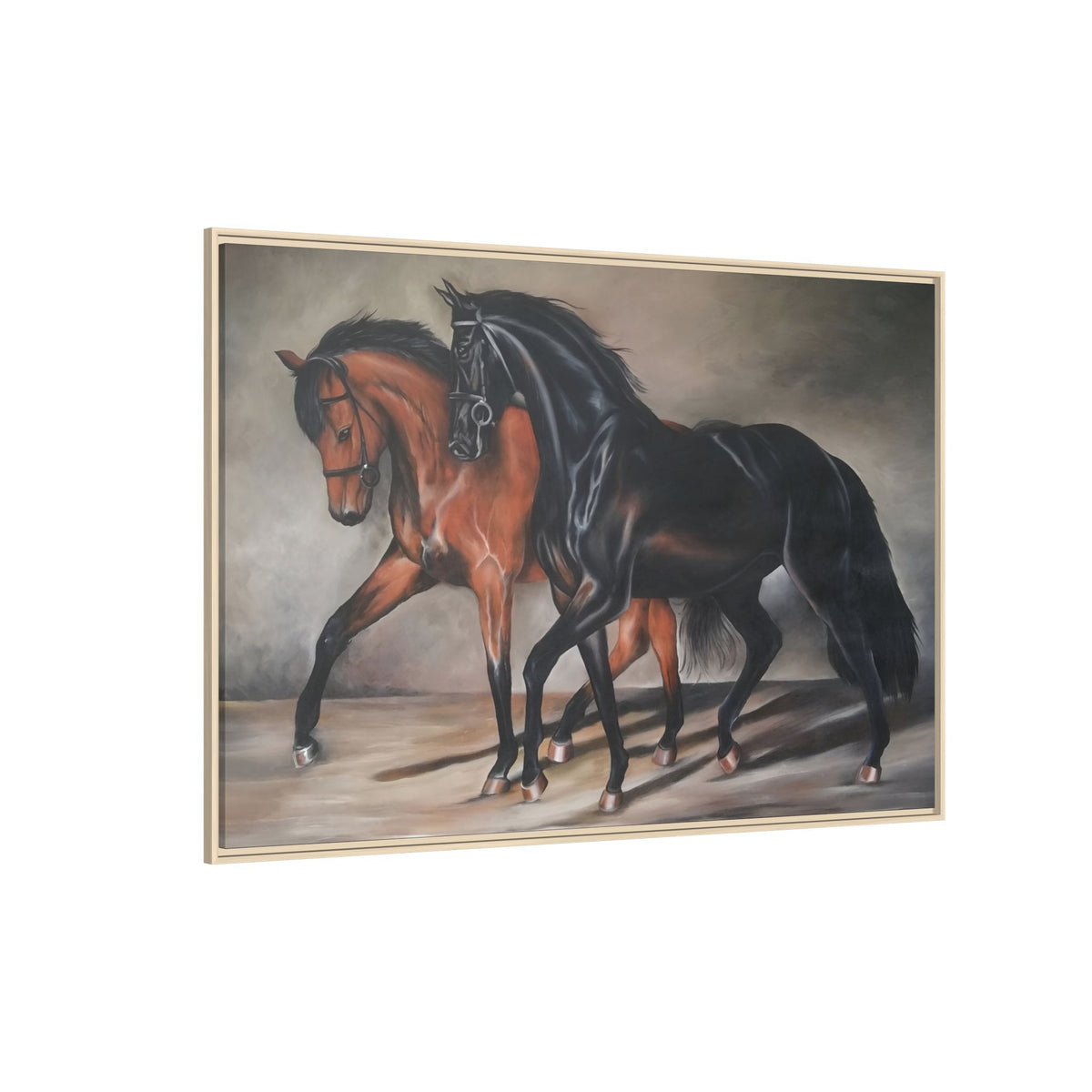 Framed Matte Canvas – Elegant Pair of Horses Wall Art