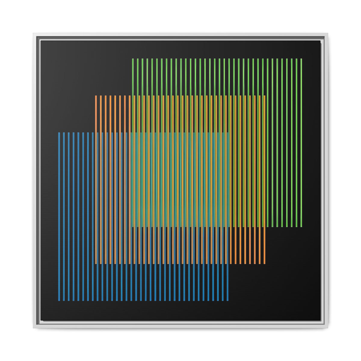 Framed Matte Canvas — Geometric Multi-Color Line Art
