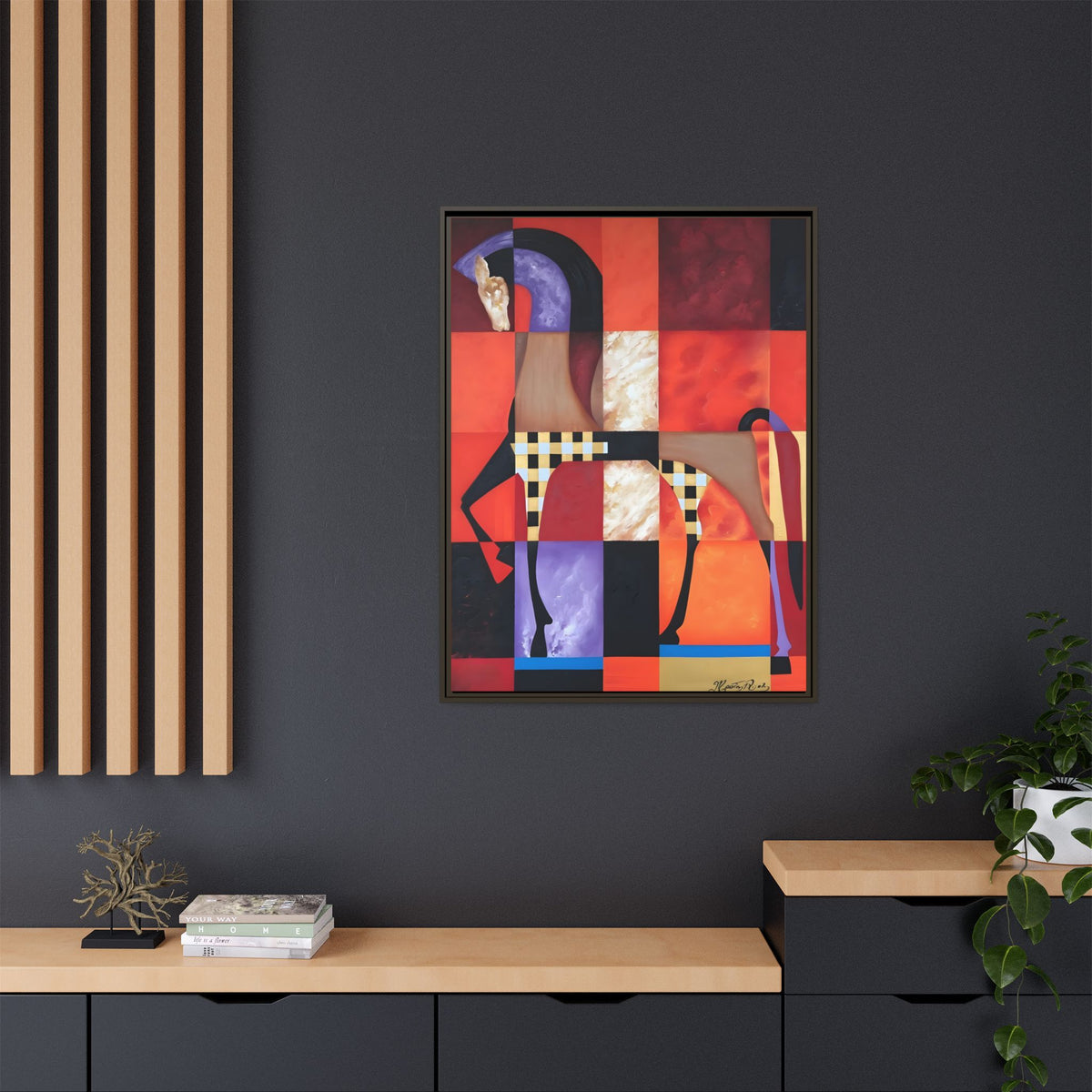 Abstract Geometric Horse Matte Canvas Framed Print