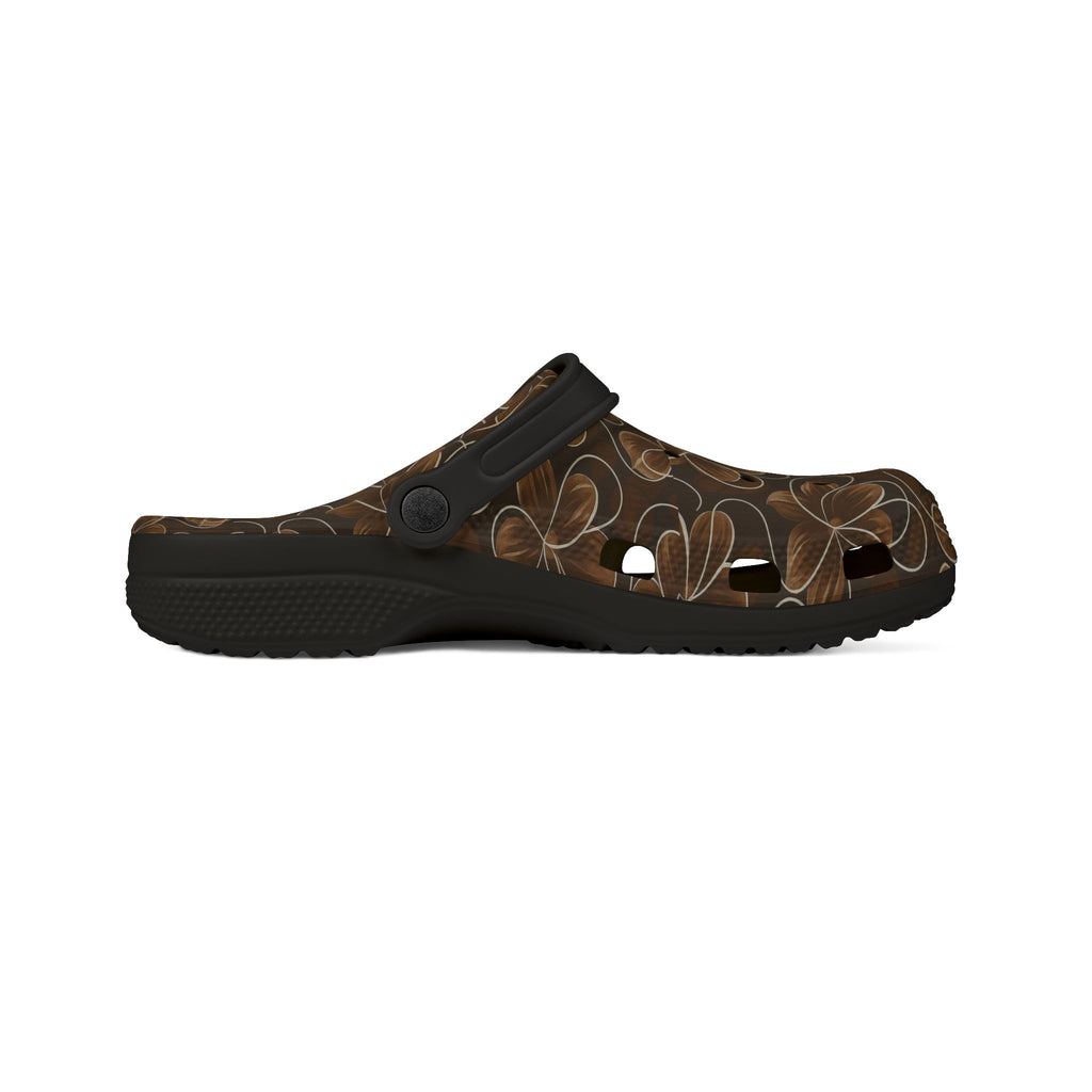Floral Brown EVA Foam Clogs – Comfortable Slip-On Luxury Shoes
