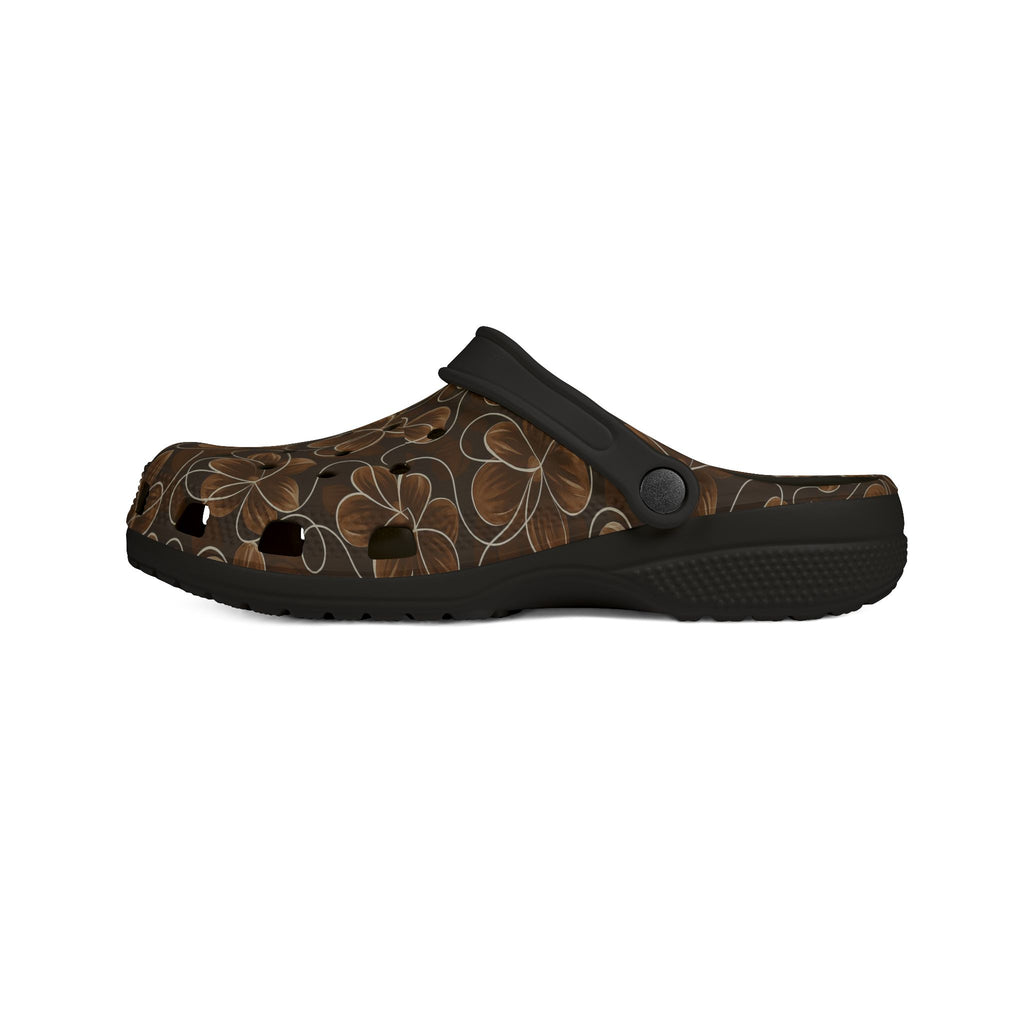 Floral Brown EVA Foam Clogs – Comfortable Slip-On Luxury Shoes
