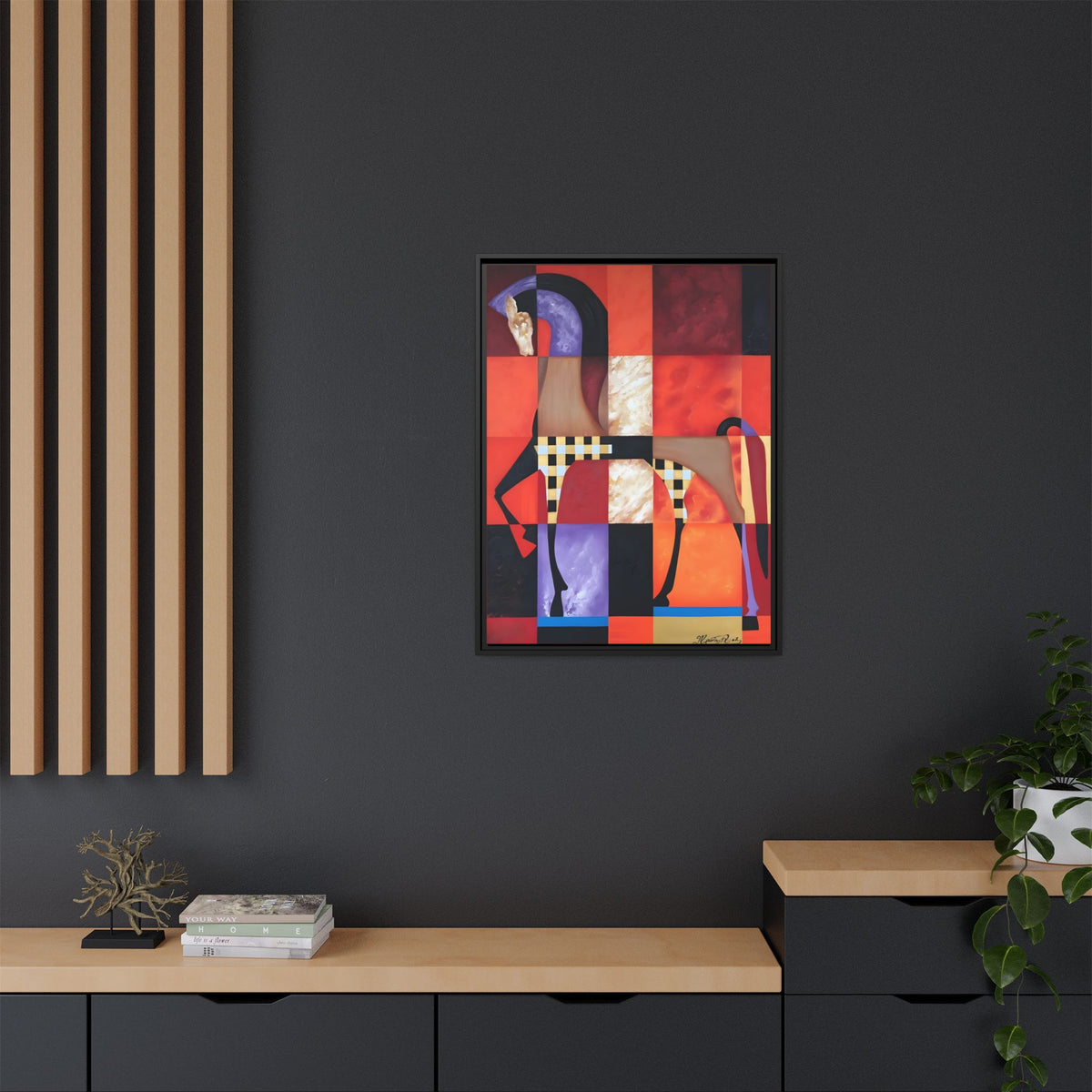 Abstract Geometric Horse Matte Canvas Framed Print