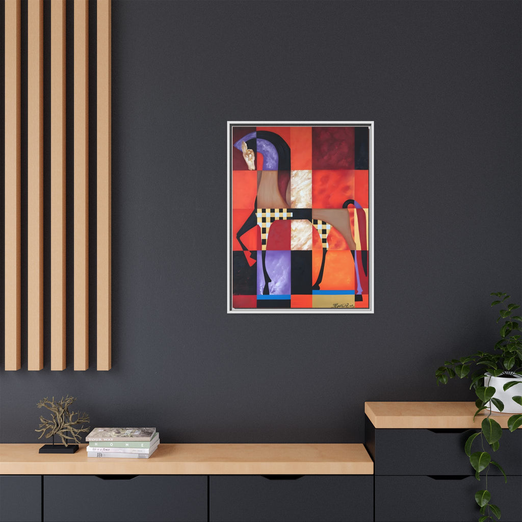 Abstract Geometric Horse Matte Canvas Framed Print