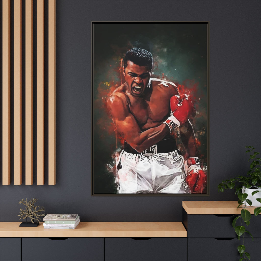 Framed Boxing Canvas Art — Dynamic Fighter Portrait