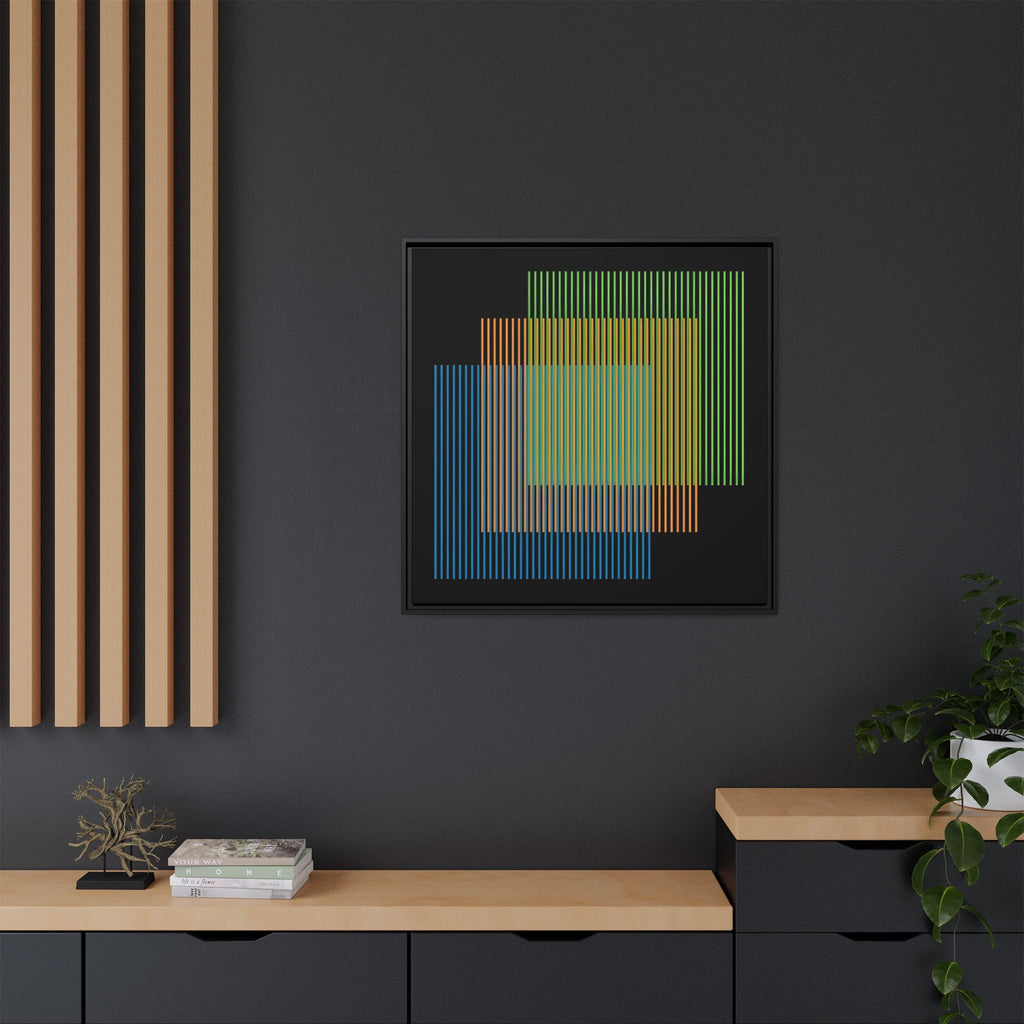 Framed Matte Canvas — Geometric Multi-Color Line Art