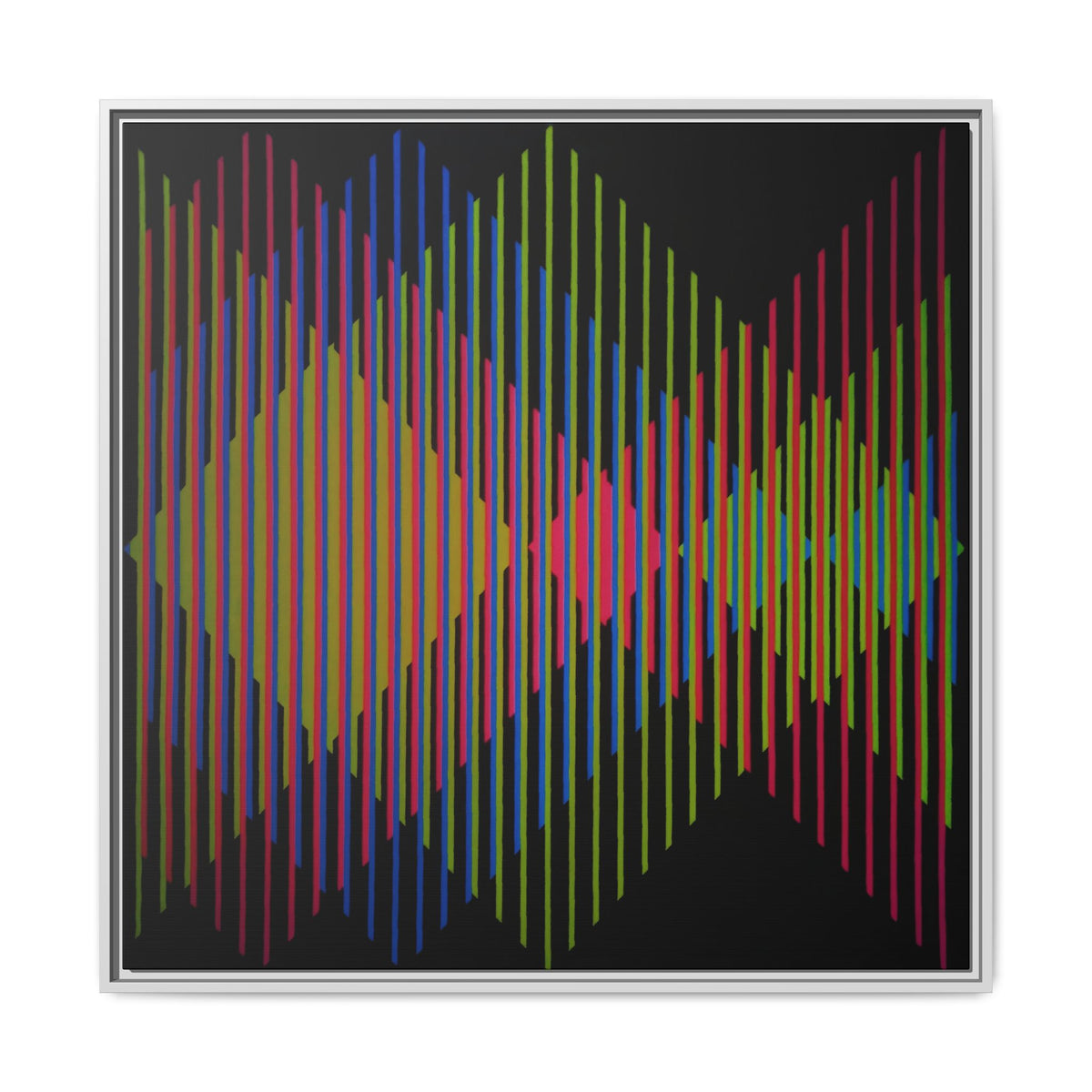 Framed Matte Canvas — Retro Neon Geometric Soundwave Art