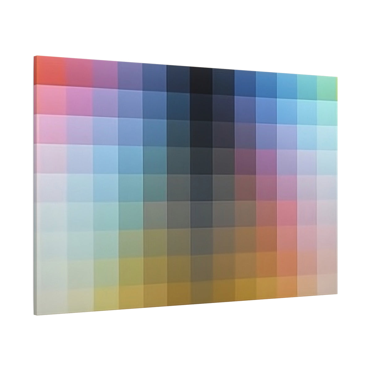 Abstract Color Grid Matte Canvas Print — Pixelated Rainbow Wall Art