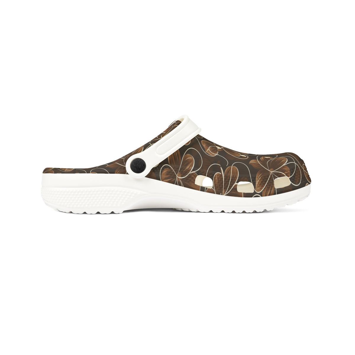 Floral Brown EVA Foam Clogs – Comfortable Slip-On Luxury Shoes