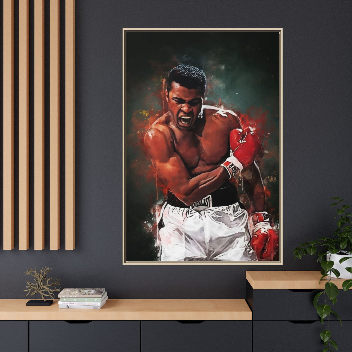 Framed Boxing Canvas Art — Dynamic Fighter Portrait