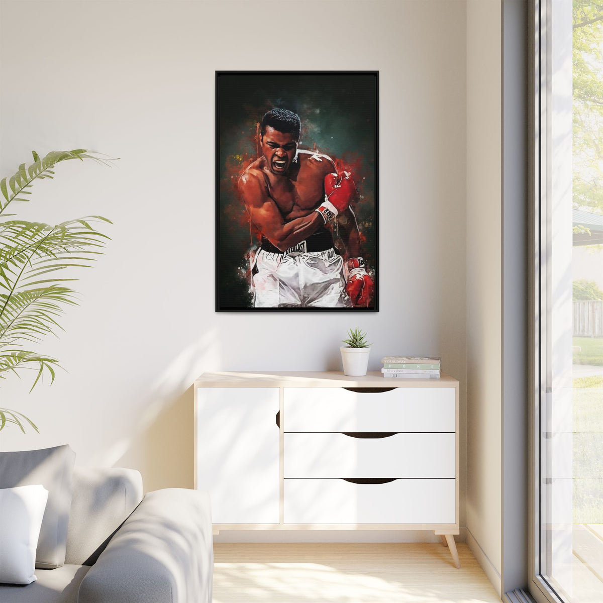 Framed Boxing Canvas Art — Dynamic Fighter Portrait