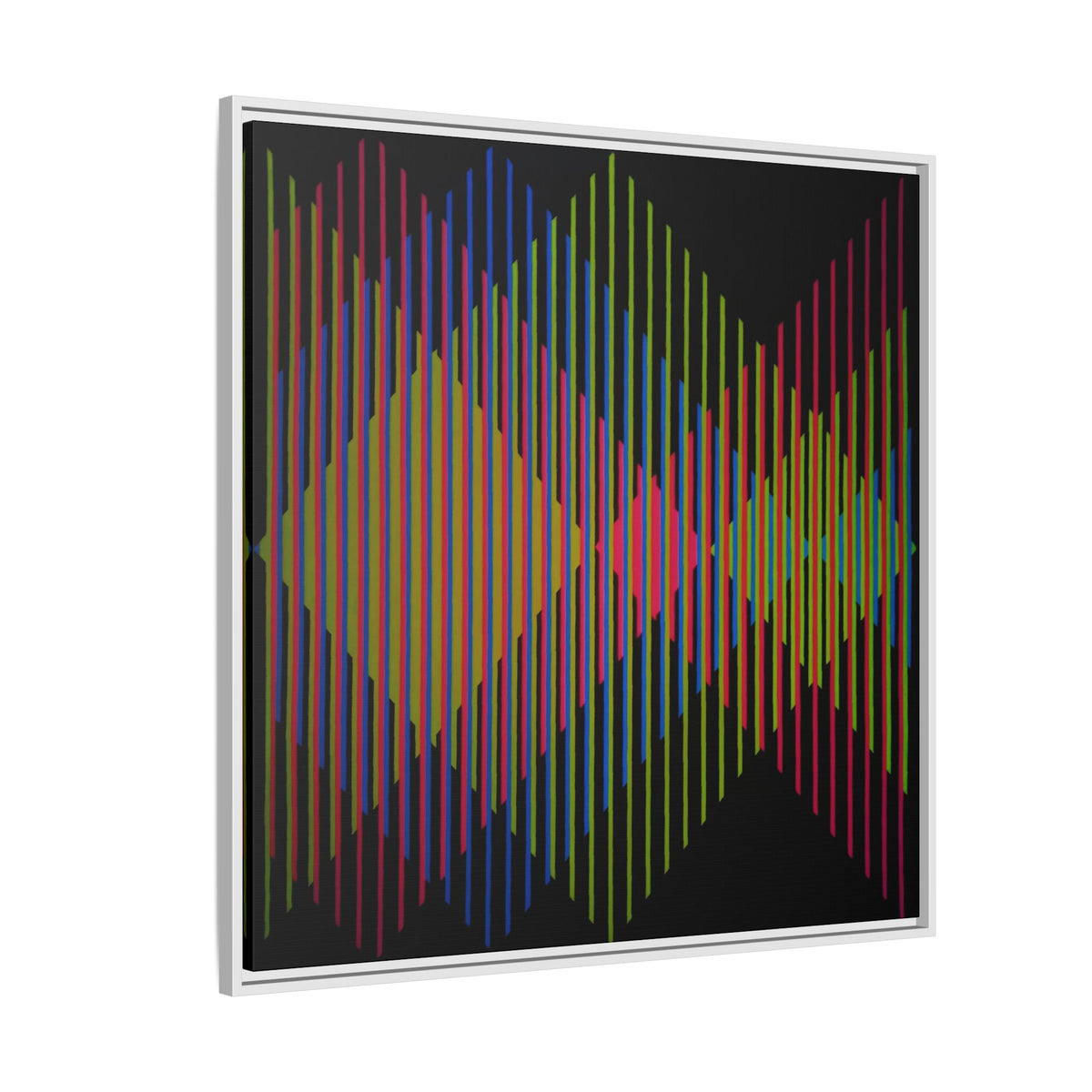 Framed Matte Canvas — Retro Neon Geometric Soundwave Art