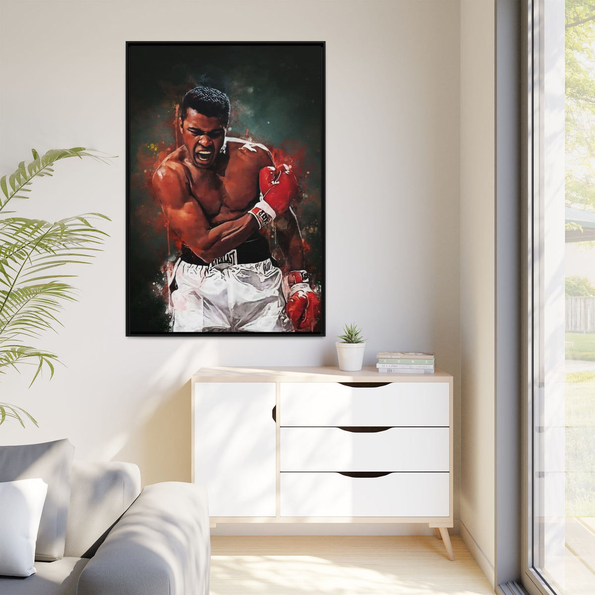 Framed Boxing Canvas Art — Dynamic Fighter Portrait
