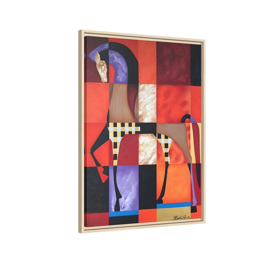 Abstract Geometric Horse Matte Canvas Framed Print