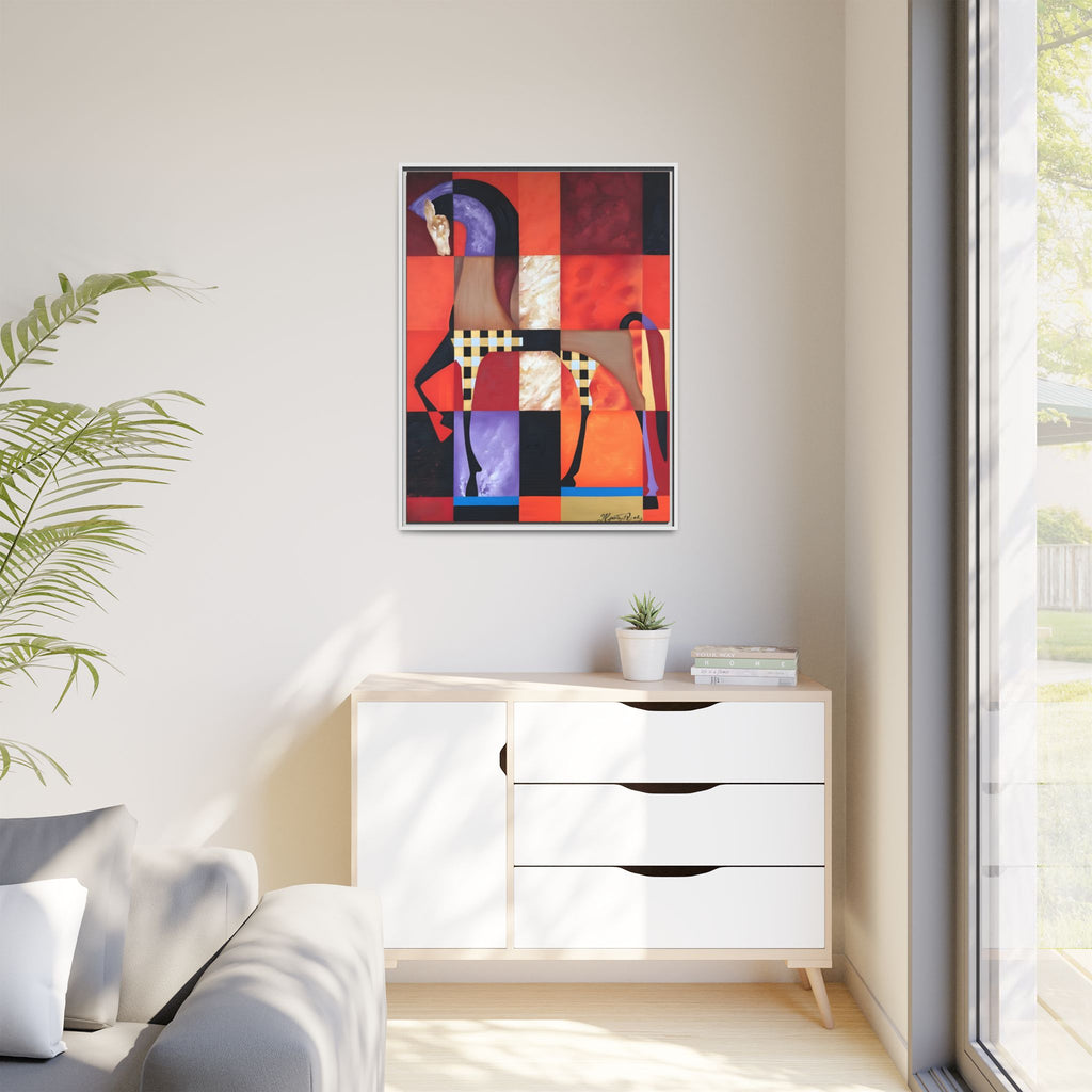 Abstract Geometric Horse Matte Canvas Framed Print