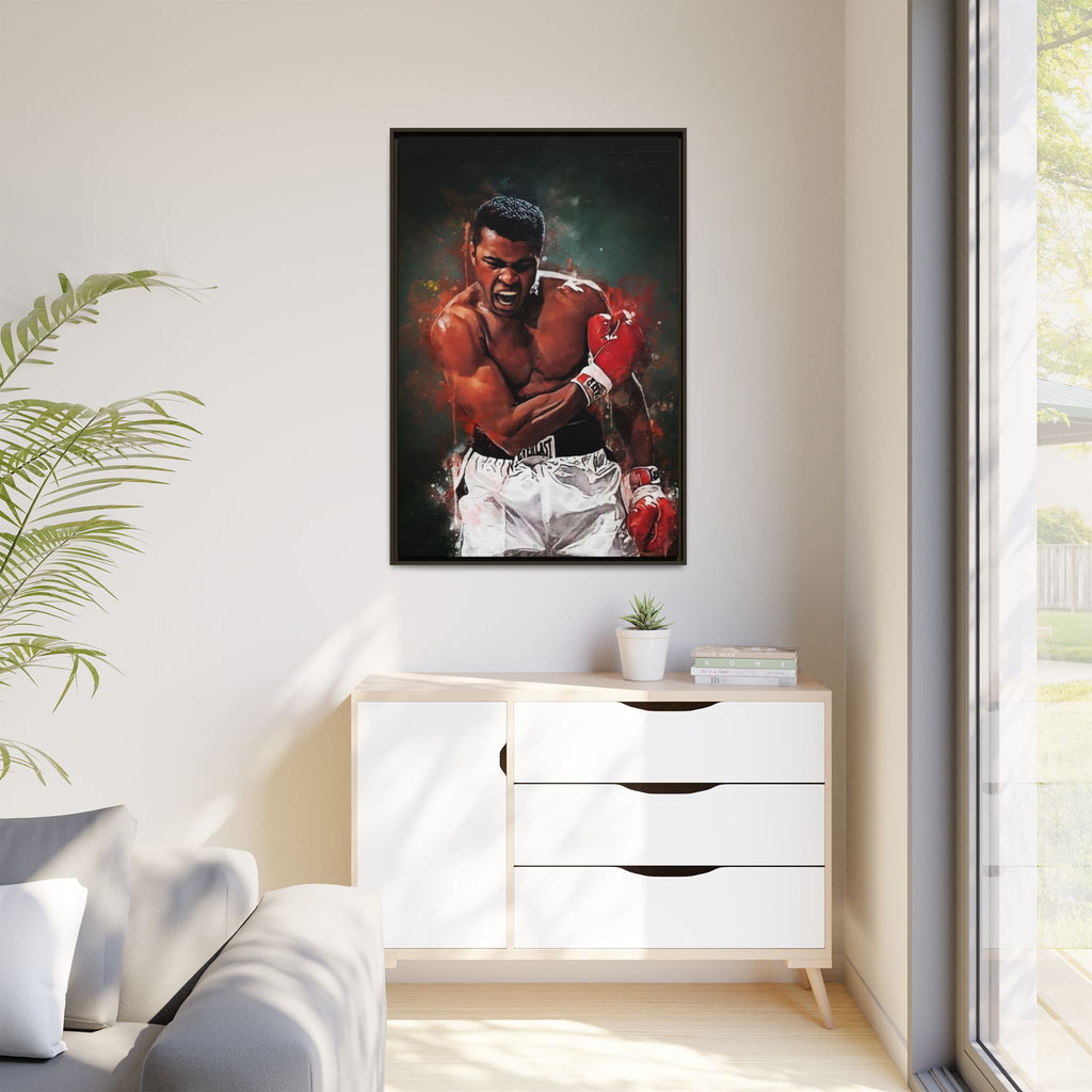 Framed Boxing Canvas Art — Dynamic Fighter Portrait