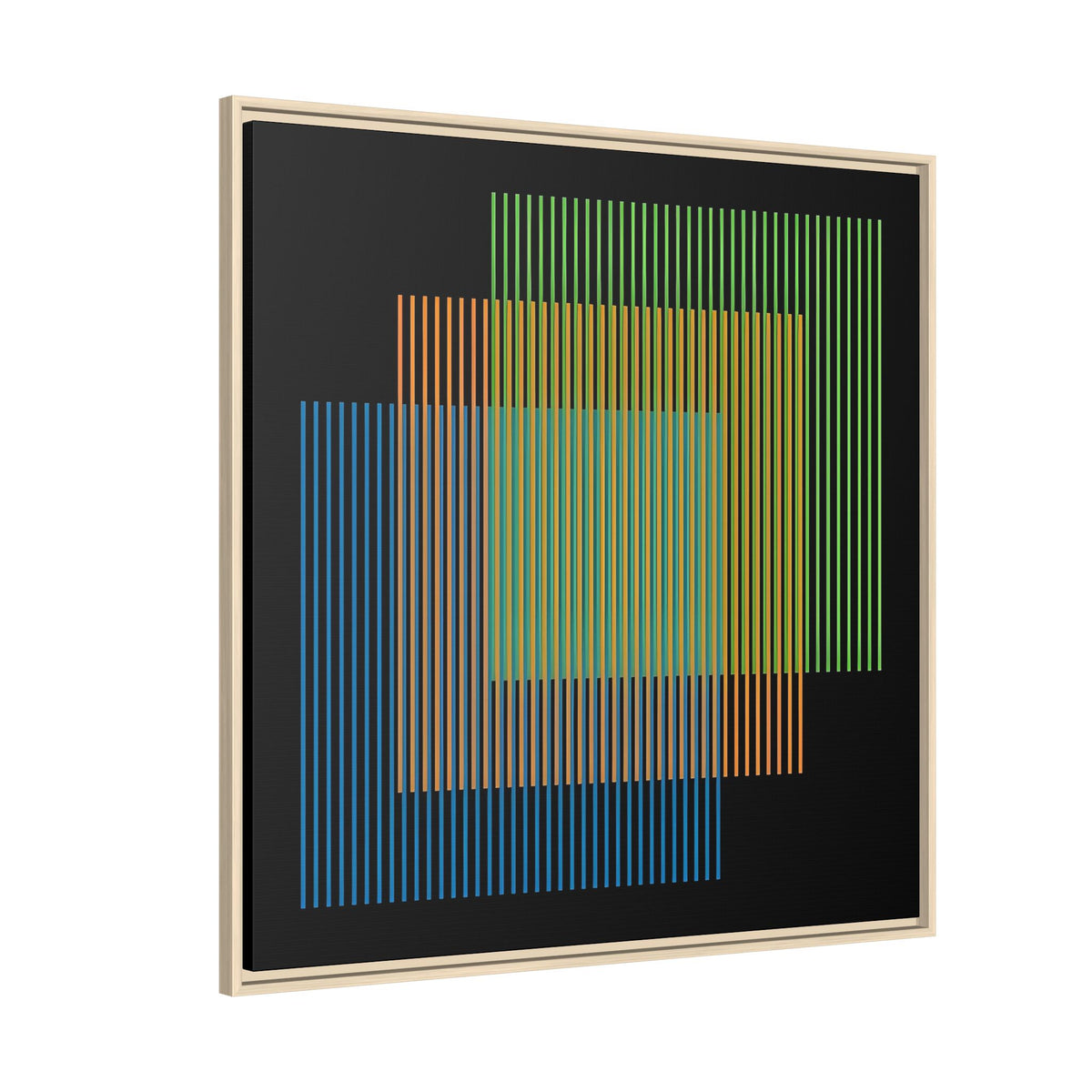 Framed Matte Canvas — Geometric Multi-Color Line Art