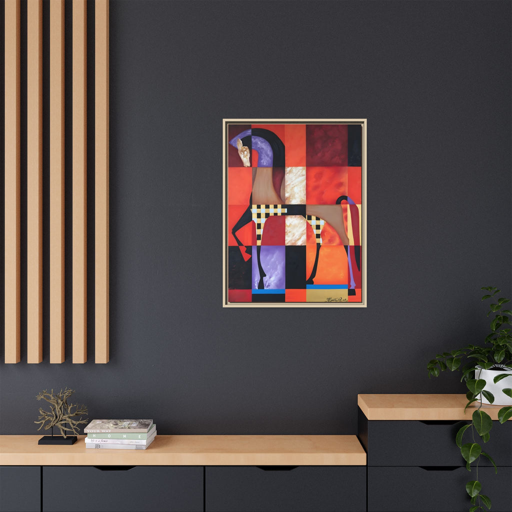 Abstract Geometric Horse Matte Canvas Framed Print