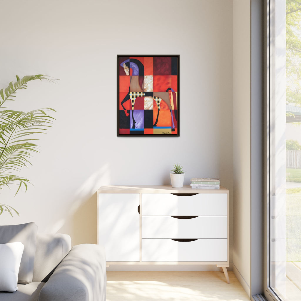 Abstract Geometric Horse Matte Canvas Framed Print