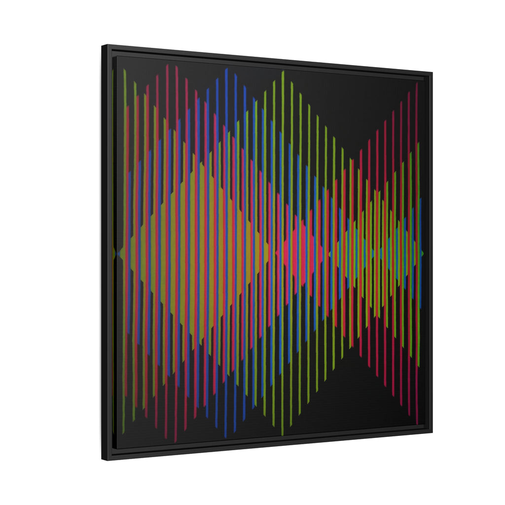 Framed Matte Canvas — Retro Neon Geometric Soundwave Art
