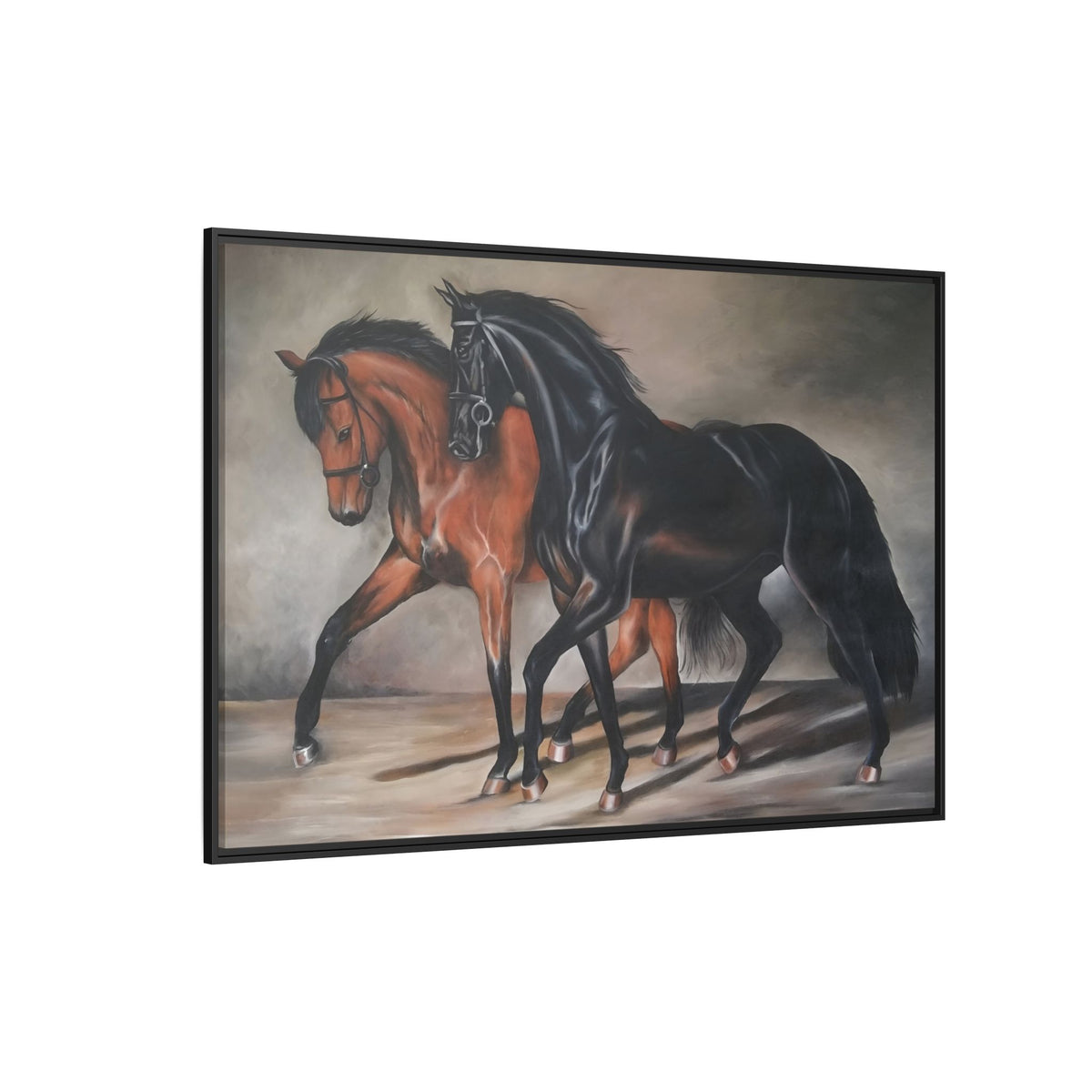 Framed Matte Canvas – Elegant Pair of Horses Wall Art