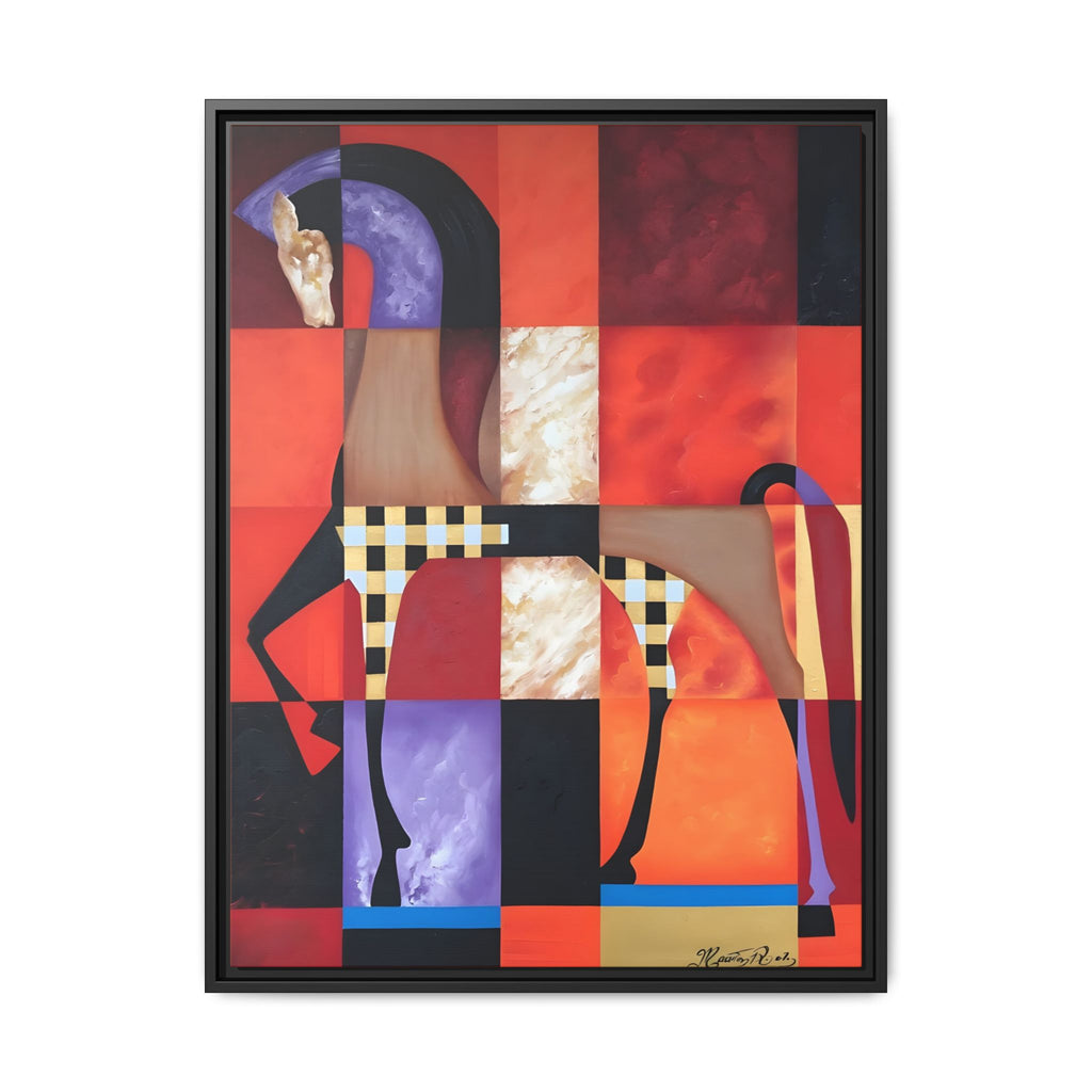 Abstract Geometric Horse Matte Canvas Framed Print