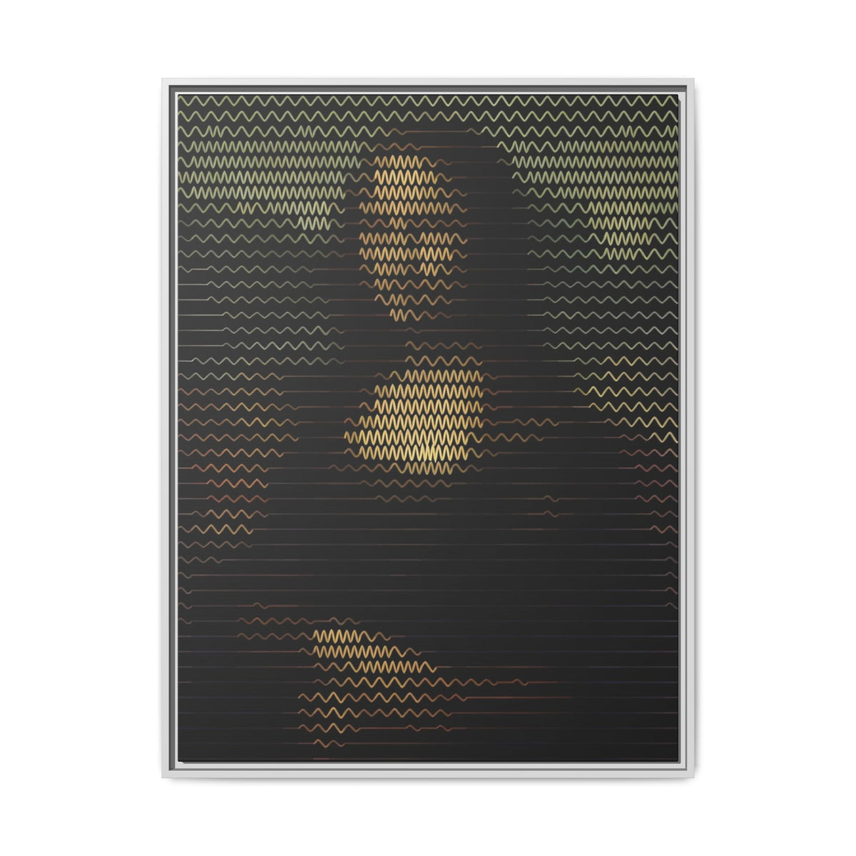 Framed Matte Canvas Art - Wavy Mosaic Mona Lisa Print