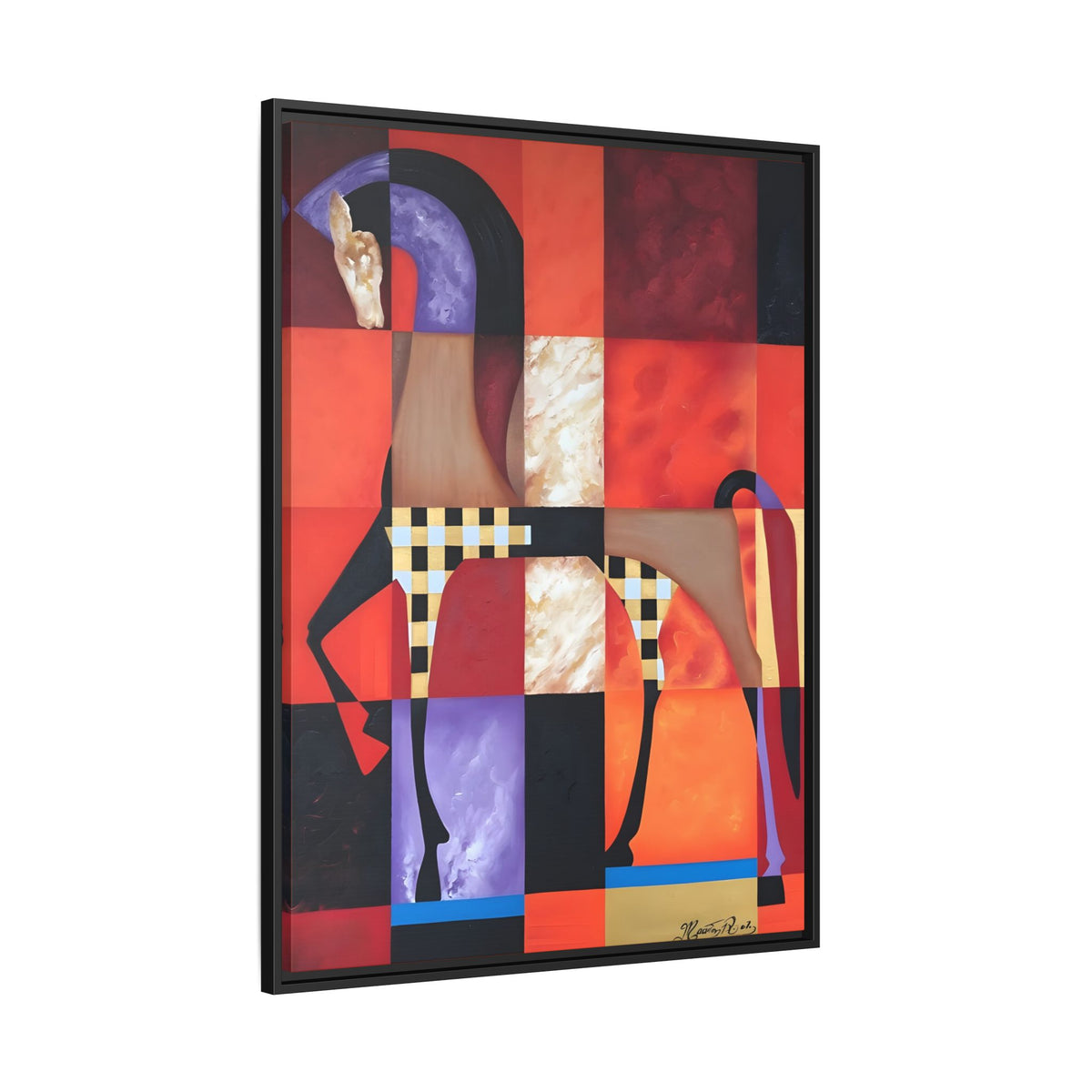 Abstract Geometric Horse Matte Canvas Framed Print