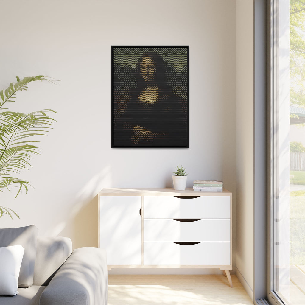 Framed Matte Canvas Art - Wavy Mosaic Mona Lisa Print