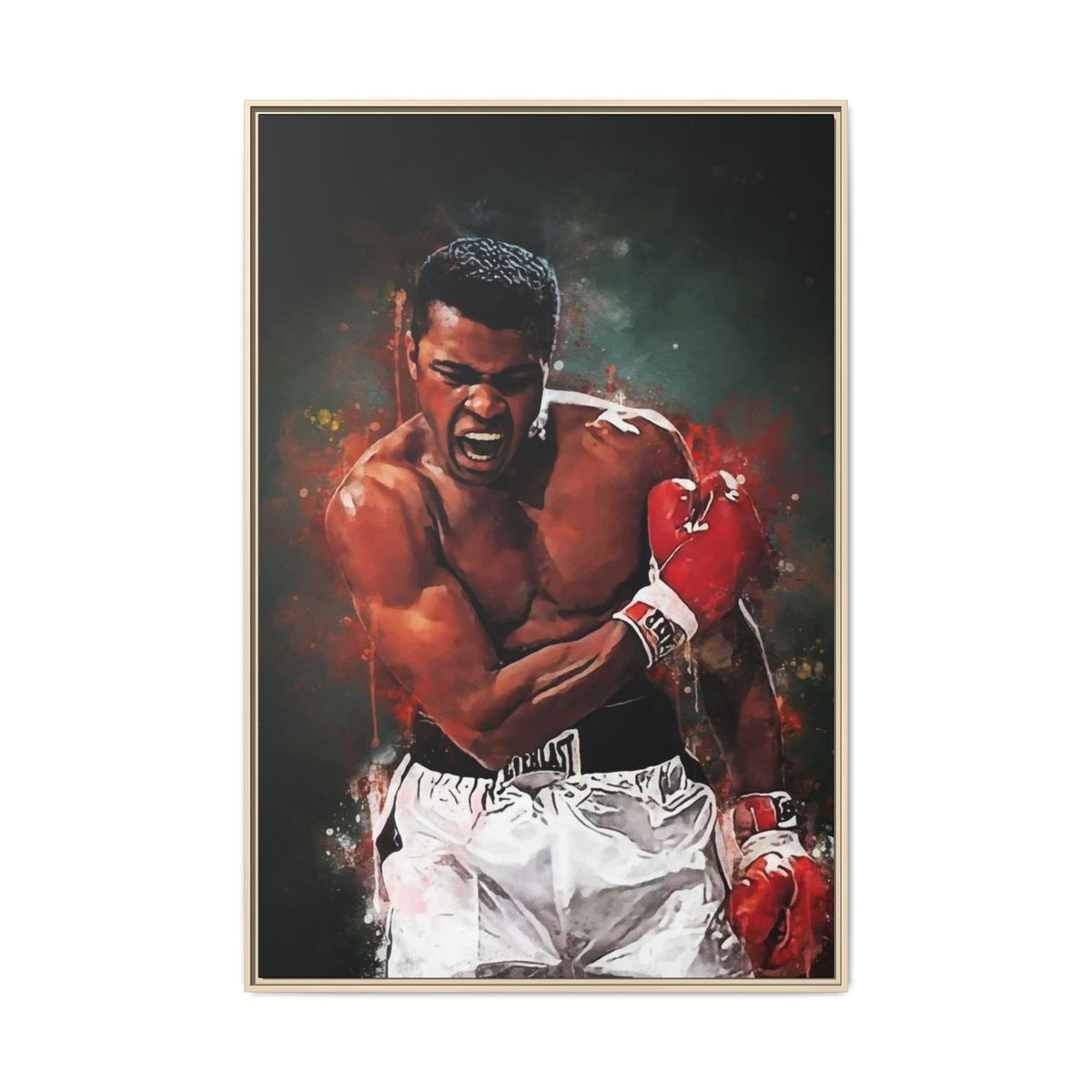 Framed Boxing Canvas Art — Dynamic Fighter Portrait