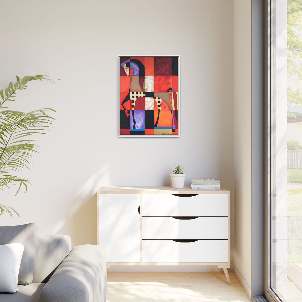 Abstract Geometric Horse Matte Canvas Framed Print