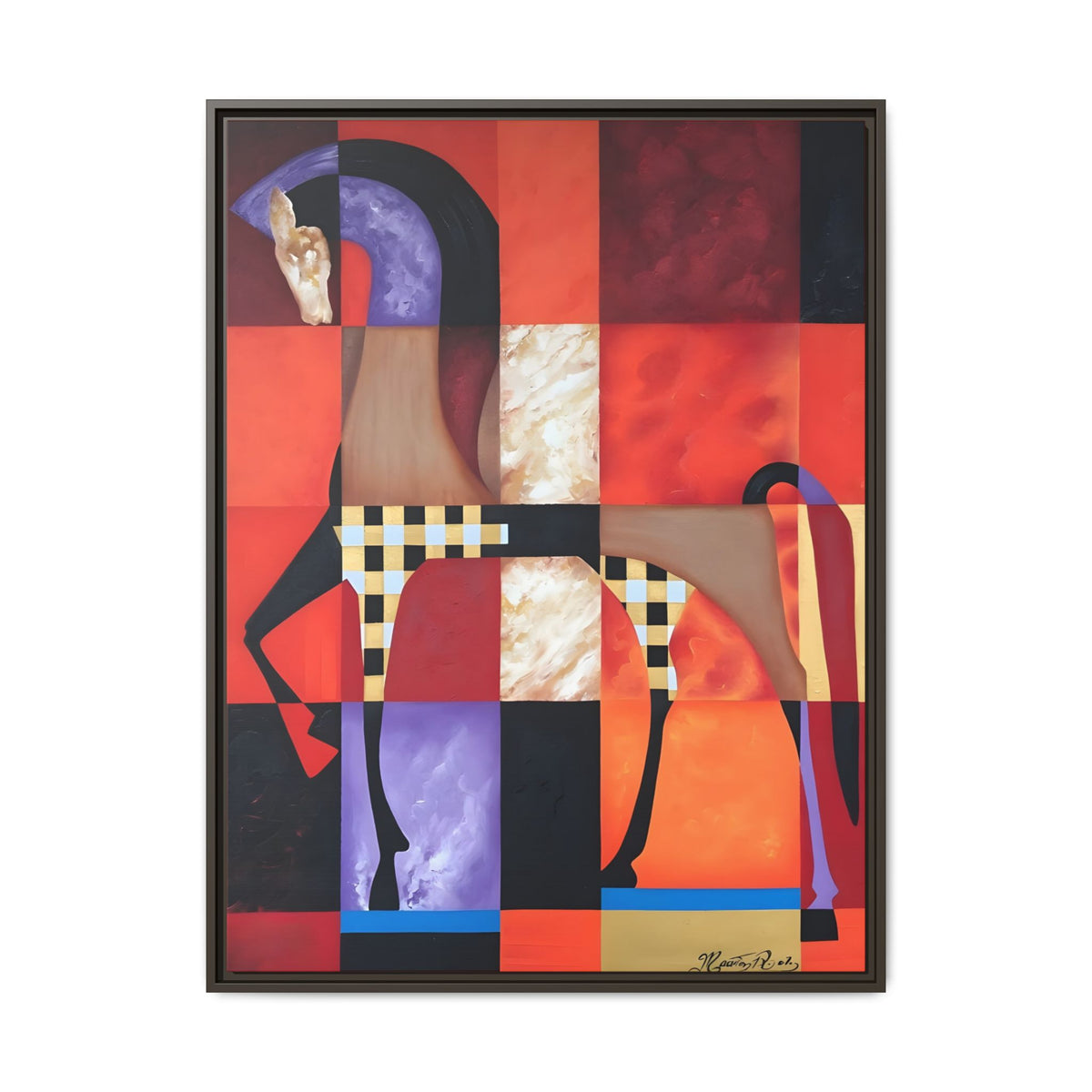 Abstract Geometric Horse Matte Canvas Framed Print