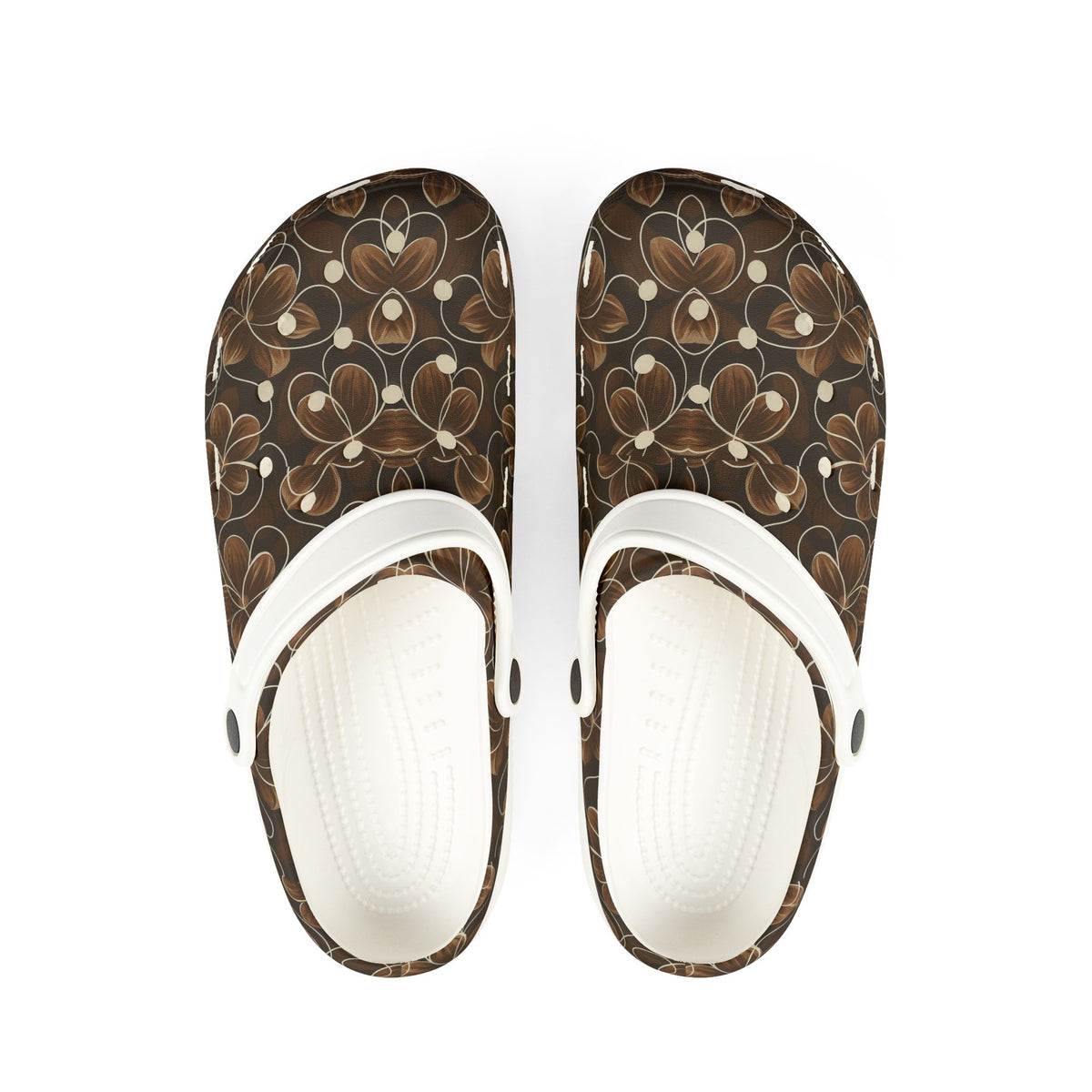 Floral Brown EVA Foam Clogs – Comfortable Slip-On Luxury Shoes