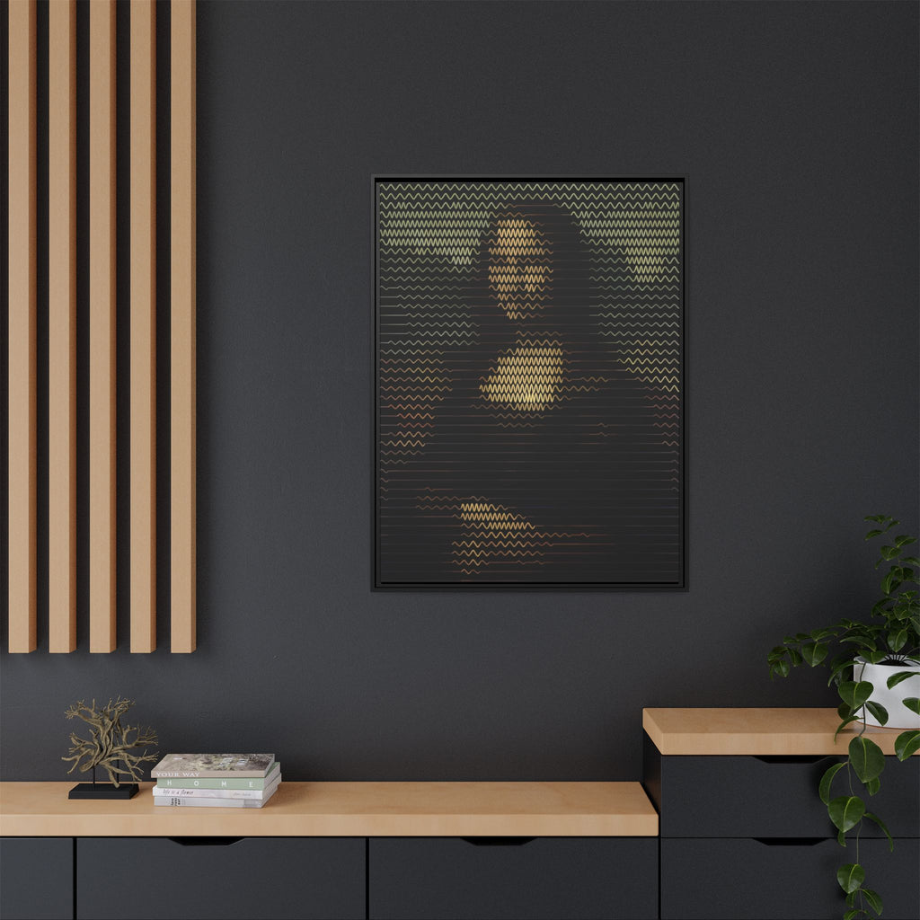 Framed Matte Canvas Art - Wavy Mosaic Mona Lisa Print