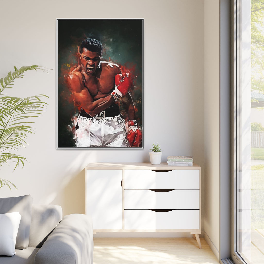 Framed Boxing Canvas Art — Dynamic Fighter Portrait