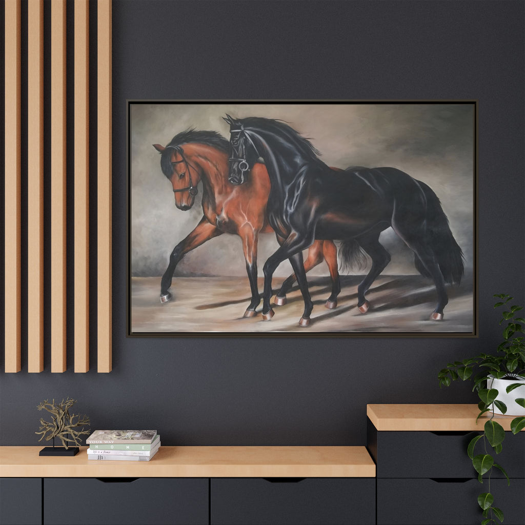 Framed Matte Canvas – Elegant Pair of Horses Wall Art