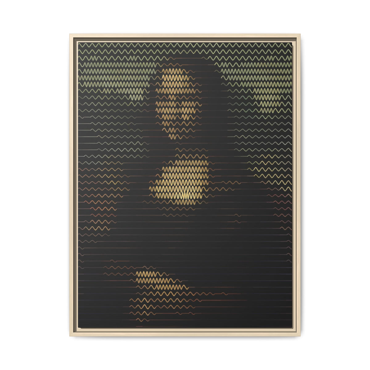 Framed Matte Canvas Art - Wavy Mosaic Mona Lisa Print