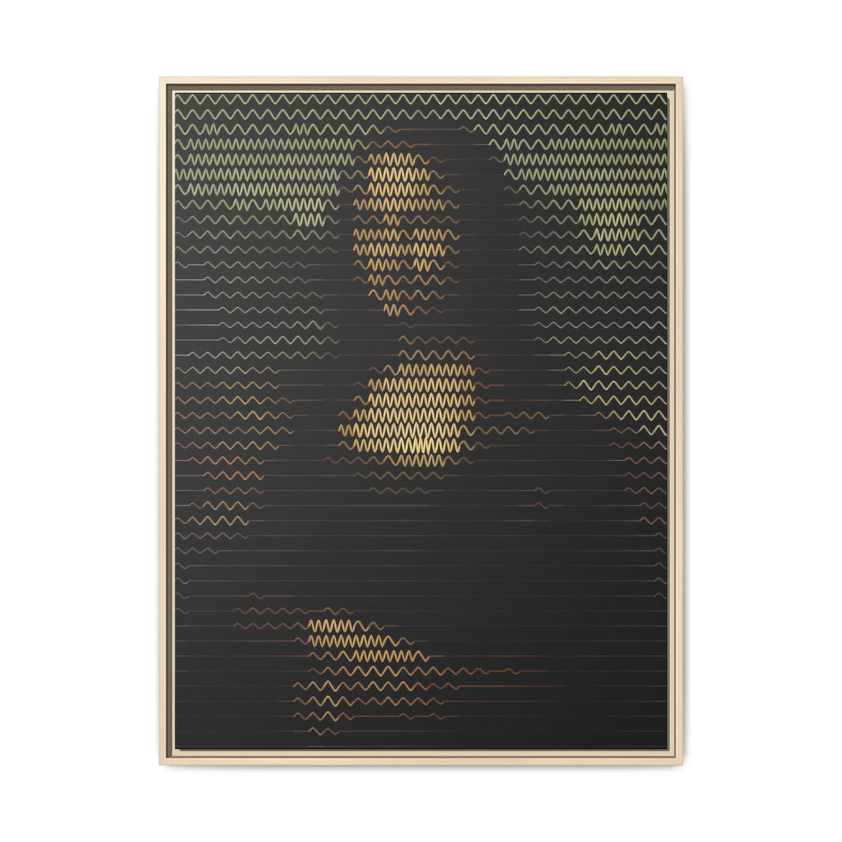 Framed Matte Canvas Art - Wavy Mosaic Mona Lisa Print