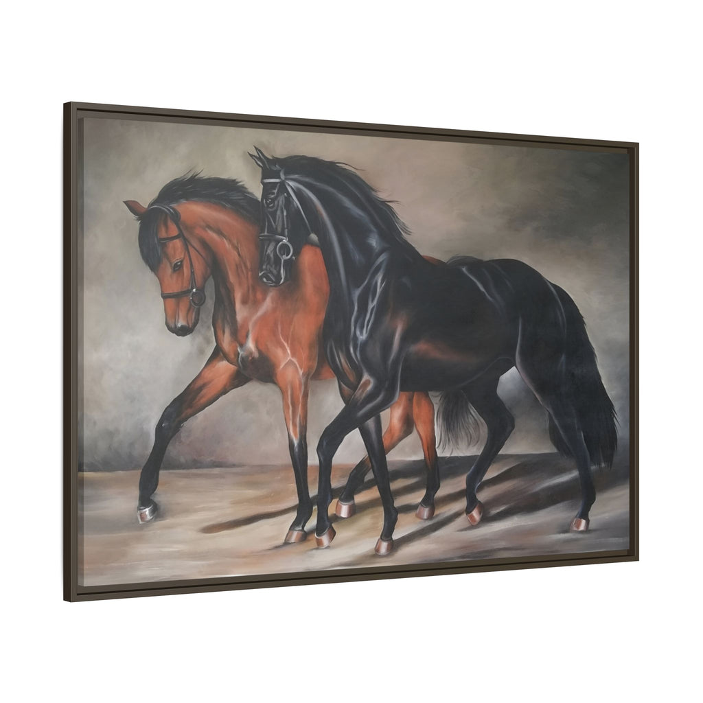 Framed Matte Canvas – Elegant Pair of Horses Wall Art