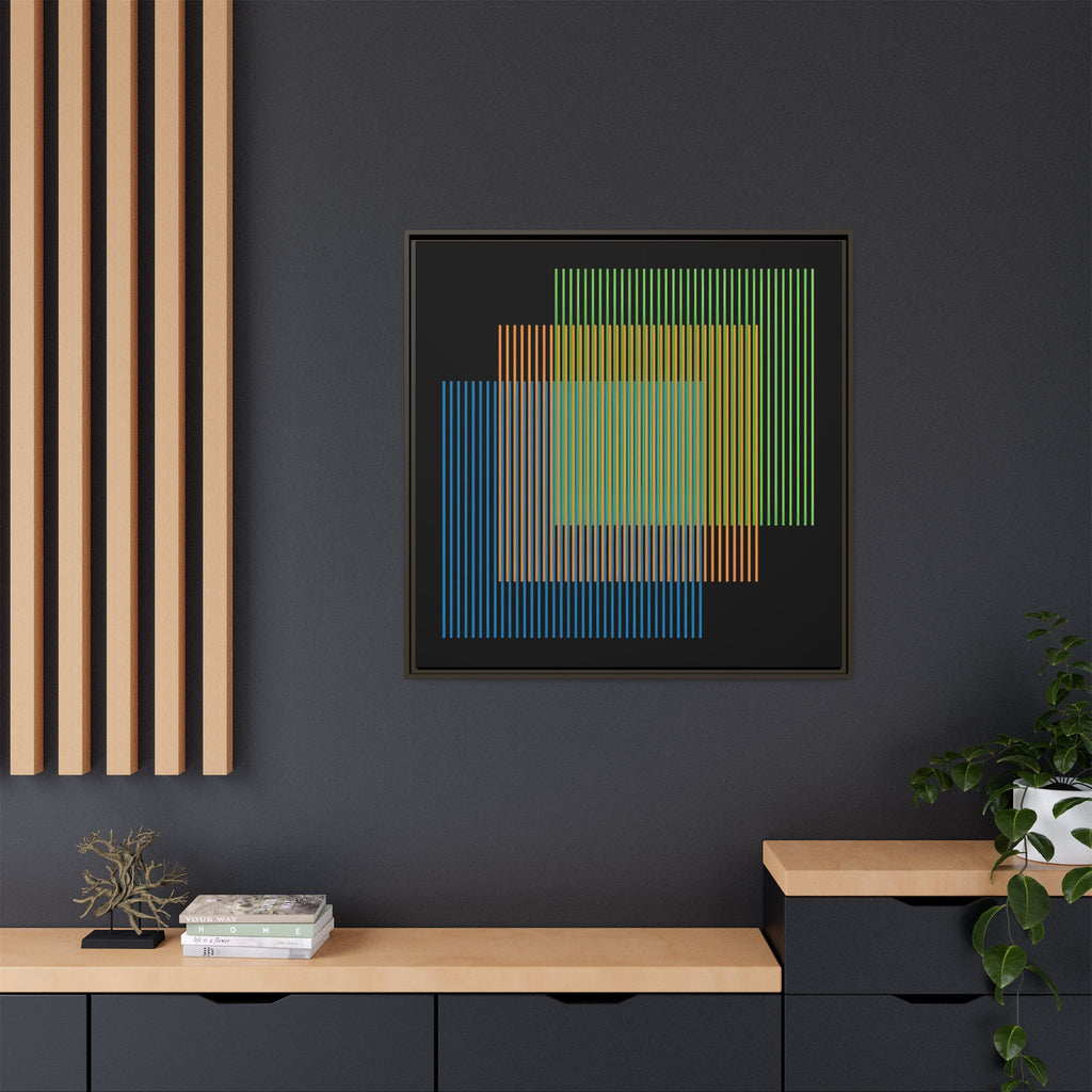 Framed Matte Canvas — Geometric Multi-Color Line Art