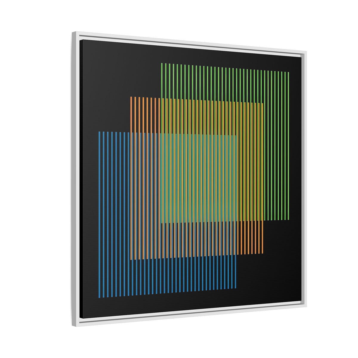 Framed Matte Canvas — Geometric Multi-Color Line Art