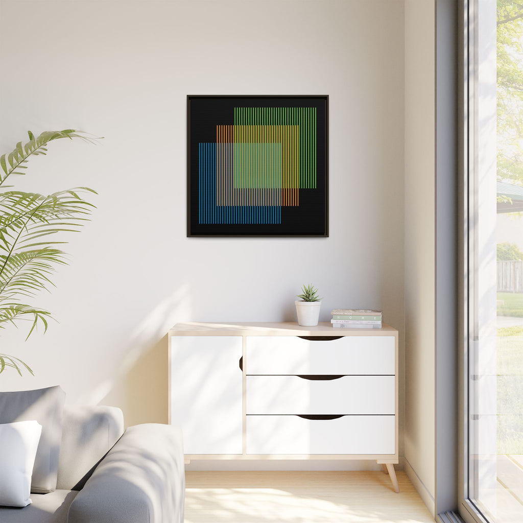 Framed Matte Canvas — Geometric Multi-Color Line Art
