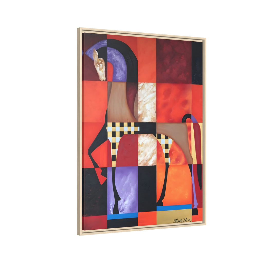 Abstract Geometric Horse Matte Canvas Framed Print