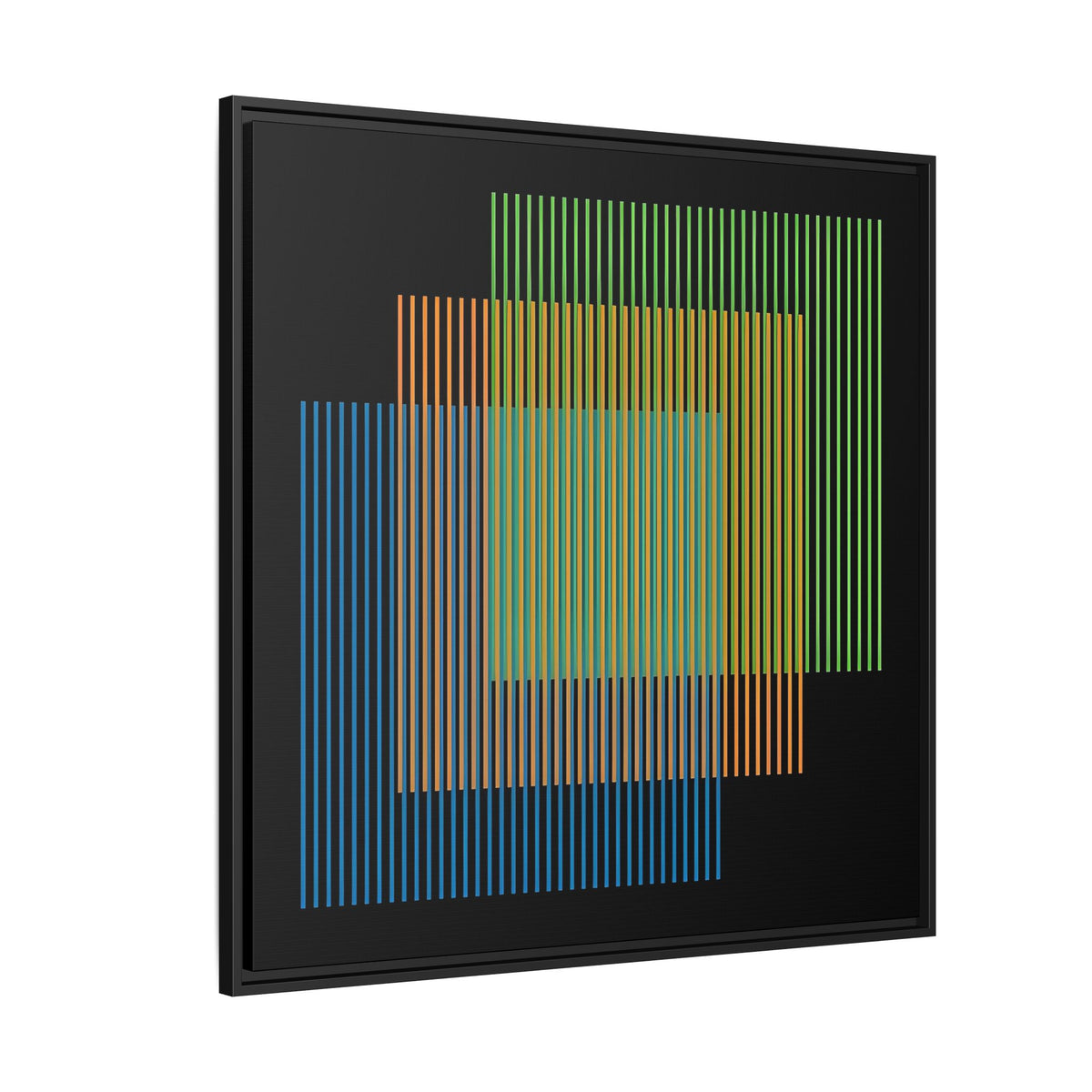 Framed Matte Canvas — Geometric Multi-Color Line Art