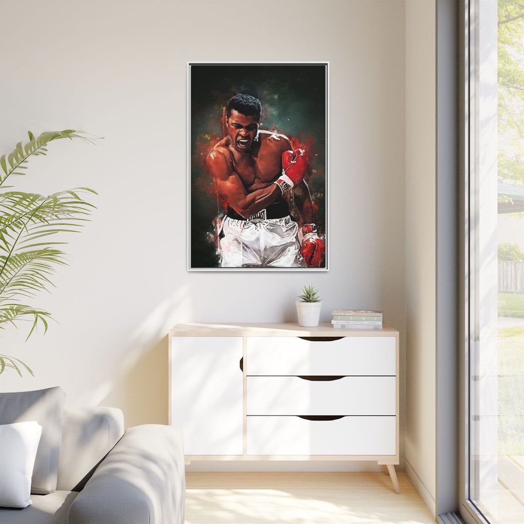 Framed Boxing Canvas Art — Dynamic Fighter Portrait