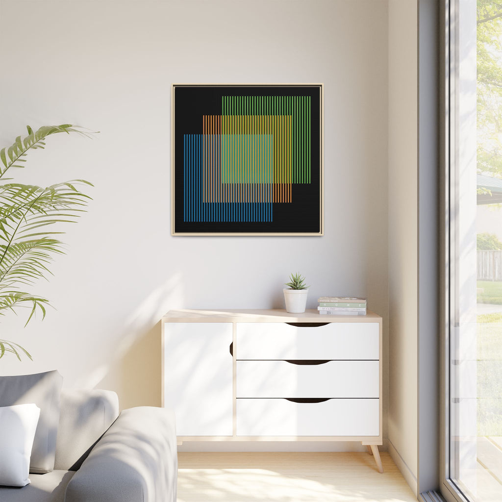 Framed Matte Canvas — Geometric Multi-Color Line Art
