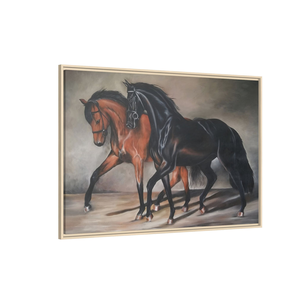 Framed Matte Canvas – Elegant Pair of Horses Wall Art