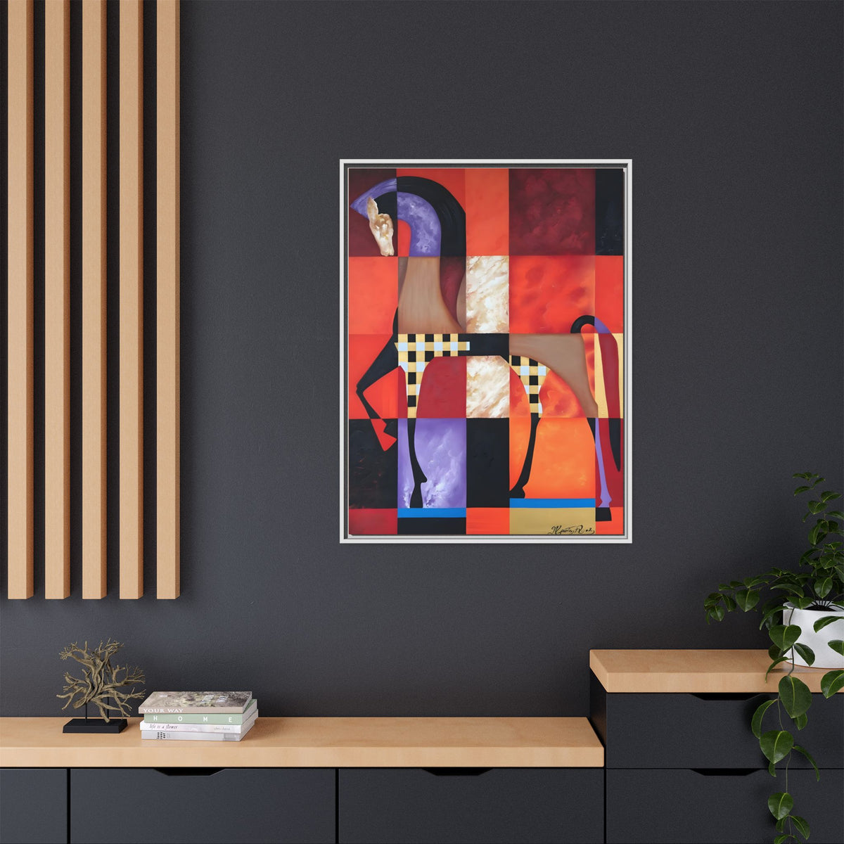 Abstract Geometric Horse Matte Canvas Framed Print
